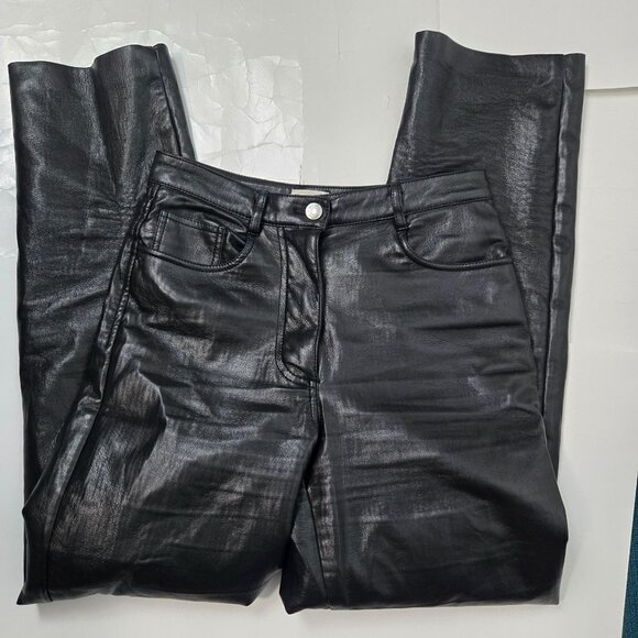 Aritzia Wilfred Free The Melina Leg Straight Vegan Leather Pants Black - Picture 6 of 10